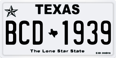 TX license plate BCD1939