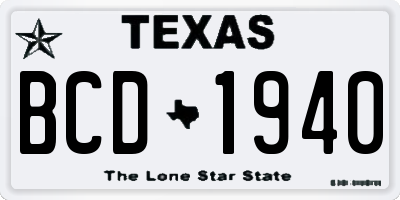 TX license plate BCD1940