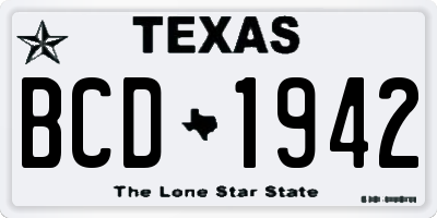 TX license plate BCD1942