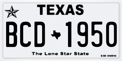 TX license plate BCD1950