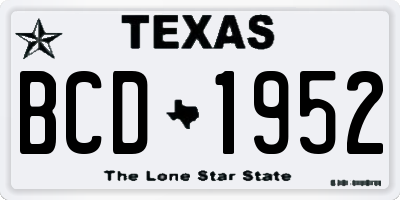 TX license plate BCD1952