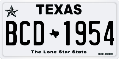 TX license plate BCD1954