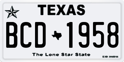TX license plate BCD1958