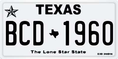 TX license plate BCD1960