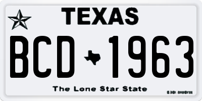 TX license plate BCD1963