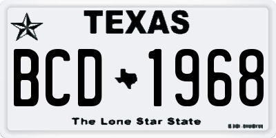 TX license plate BCD1968