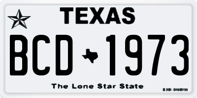 TX license plate BCD1973