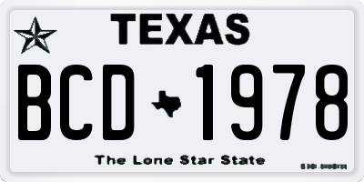 TX license plate BCD1978