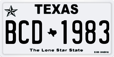 TX license plate BCD1983