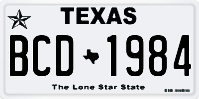 TX license plate BCD1984