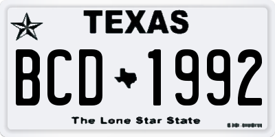 TX license plate BCD1992