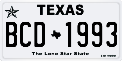 TX license plate BCD1993