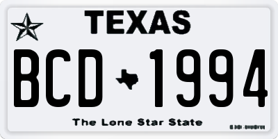 TX license plate BCD1994