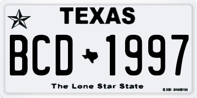 TX license plate BCD1997