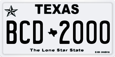 TX license plate BCD2000