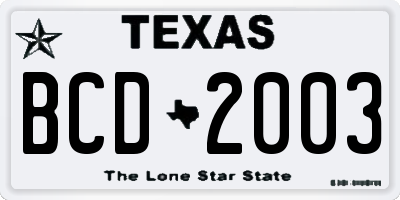 TX license plate BCD2003