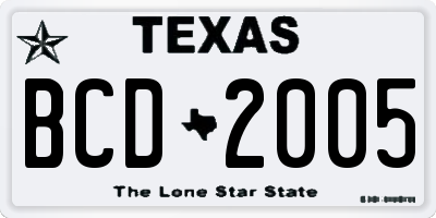TX license plate BCD2005
