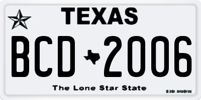 TX license plate BCD2006