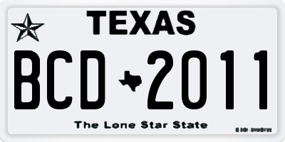 TX license plate BCD2011