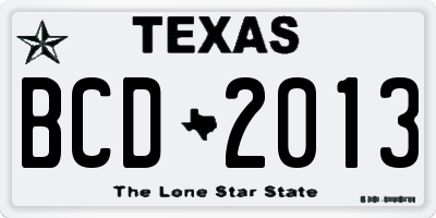 TX license plate BCD2013