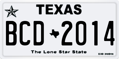 TX license plate BCD2014