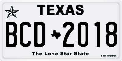 TX license plate BCD2018