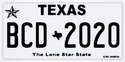 TX license plate BCD2020