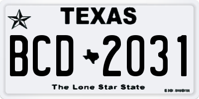 TX license plate BCD2031