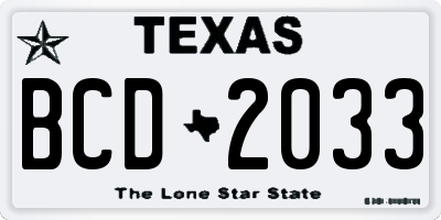 TX license plate BCD2033