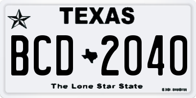 TX license plate BCD2040