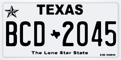 TX license plate BCD2045