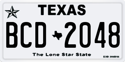 TX license plate BCD2048