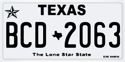 TX license plate BCD2063