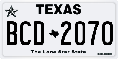 TX license plate BCD2070