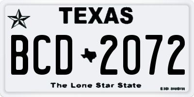 TX license plate BCD2072