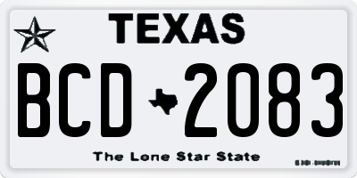 TX license plate BCD2083