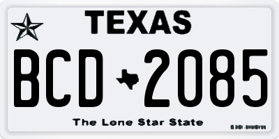 TX license plate BCD2085