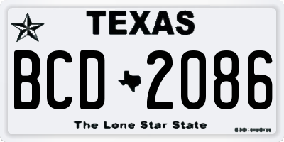 TX license plate BCD2086
