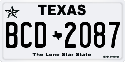 TX license plate BCD2087
