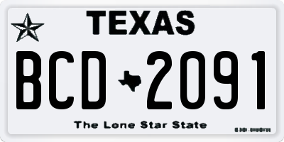 TX license plate BCD2091