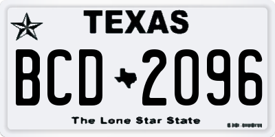 TX license plate BCD2096