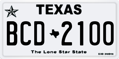 TX license plate BCD2100