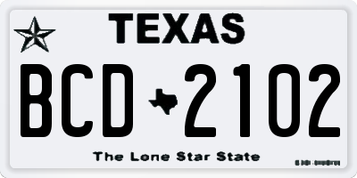 TX license plate BCD2102