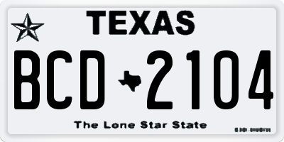 TX license plate BCD2104