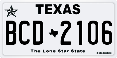 TX license plate BCD2106