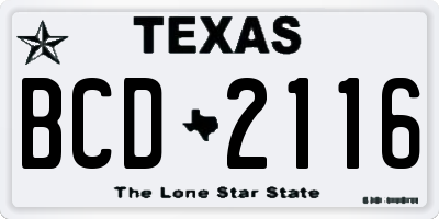 TX license plate BCD2116
