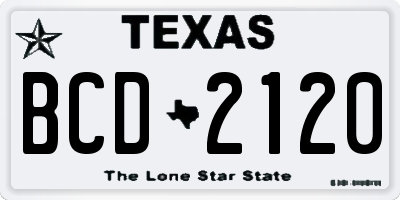 TX license plate BCD2120