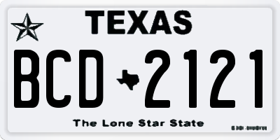 TX license plate BCD2121