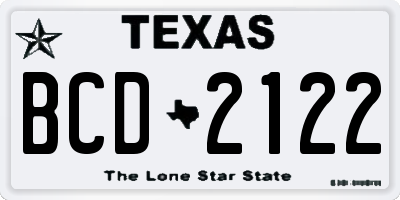 TX license plate BCD2122