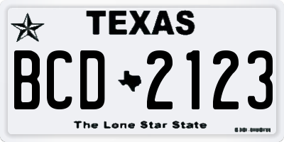 TX license plate BCD2123